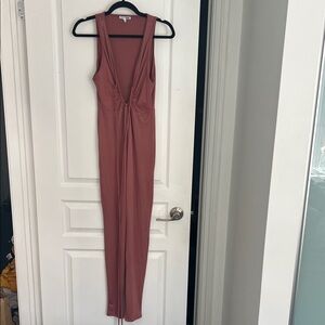 Fashion Nova Mauve Knot-Front wrap tir jumpsuit